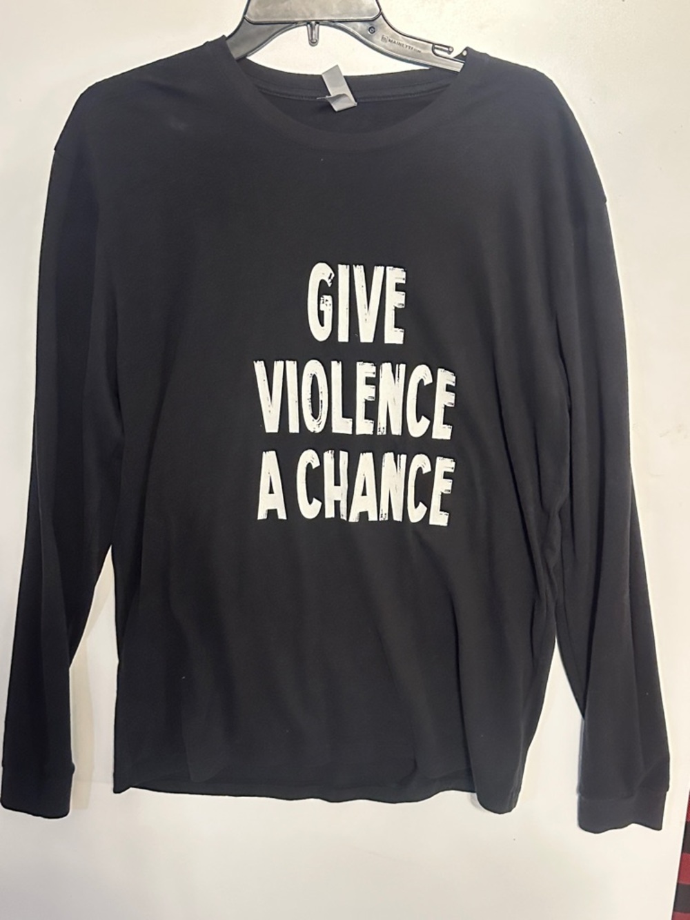 Black Long Sleeve Graphic Tee — "GIVE VIOLENCE A CHANCE"
